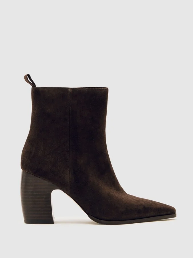 Suede Block-heel Ankle Boots