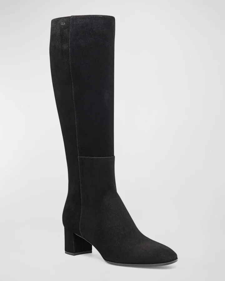 Suede Block-Heel Knee Boots - Image 2
