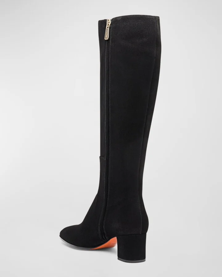 Suede Block-Heel Knee Boots - Image 4
