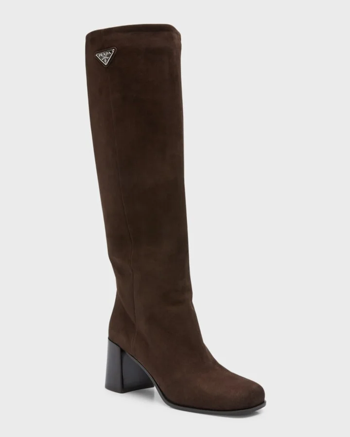 Suede Block-Heel Knee Boots - Image 9