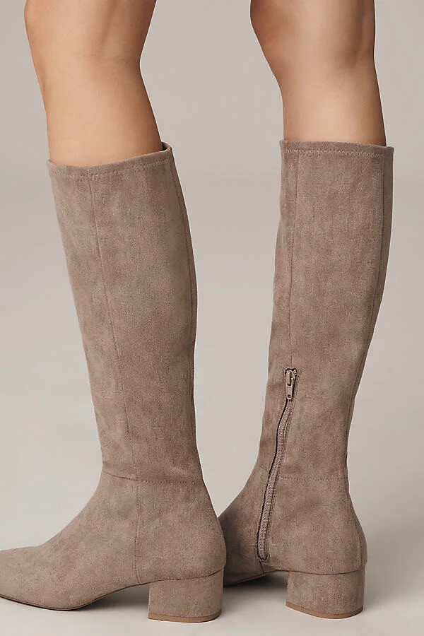 Suede Block-Heel Knee-High Boots - Image 3