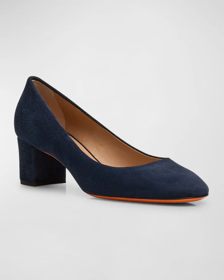 Suede Block-Heel Pumps - Image 4