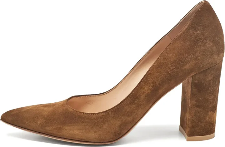 Suede Block-Heel Pumps
