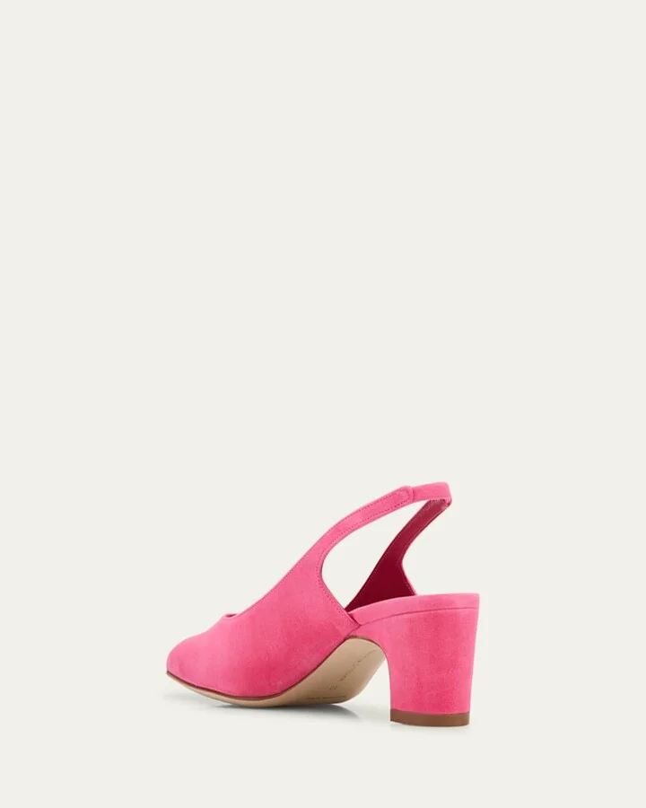 Suede Block-Heel Slingback Pumps - Image 3