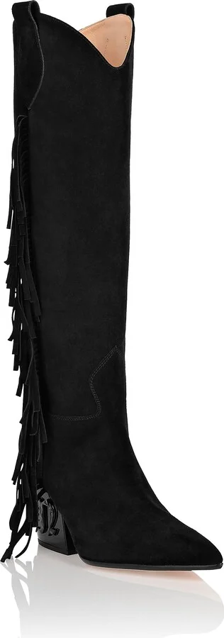 Suede Boots Mid Heels High Cowboy