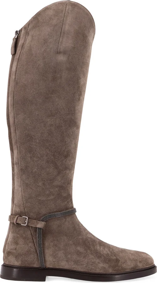 Suede Boots With Monili Detail