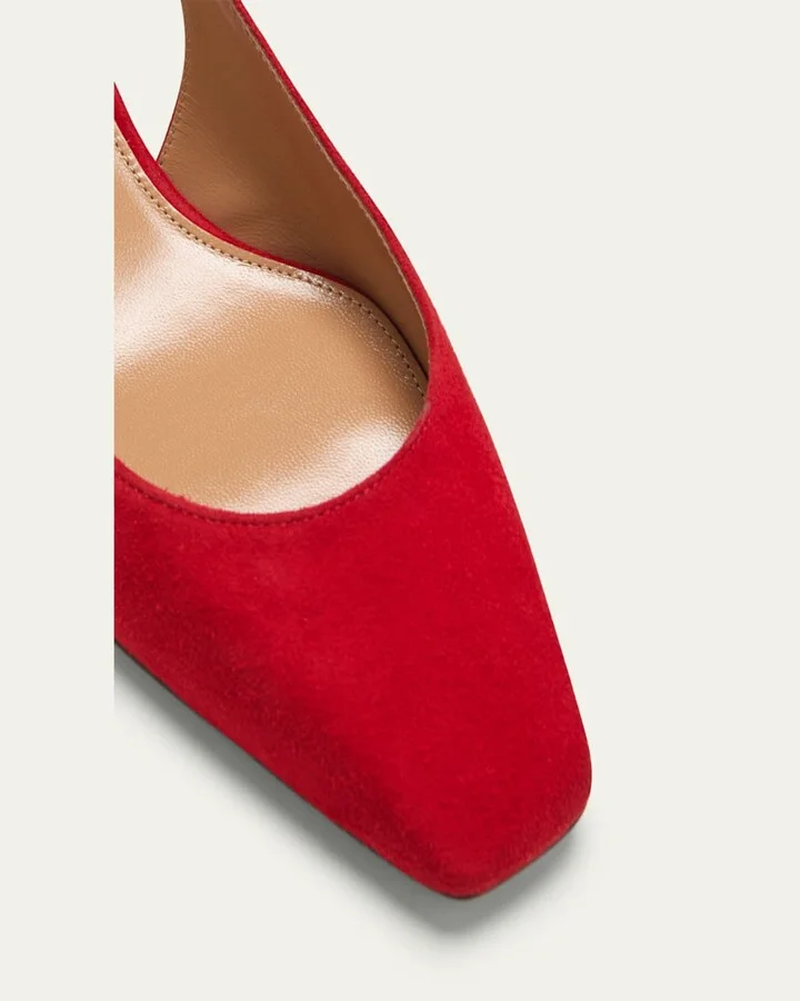 Suede Bow Slingback Ballerina Pumps - Image 3