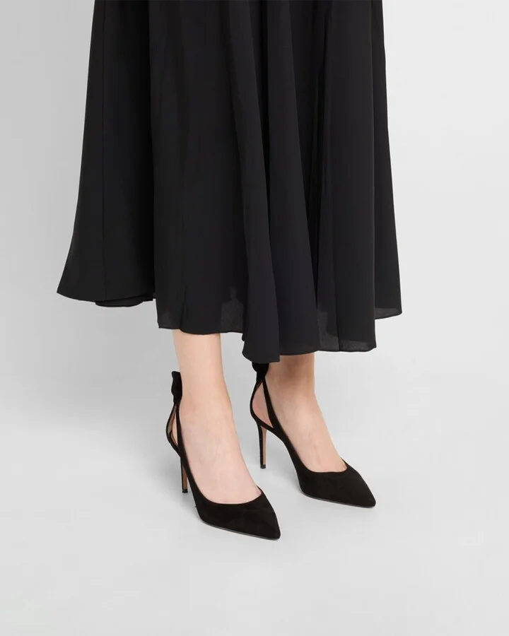 Suede Bow Stiletto Pumps - Image 4