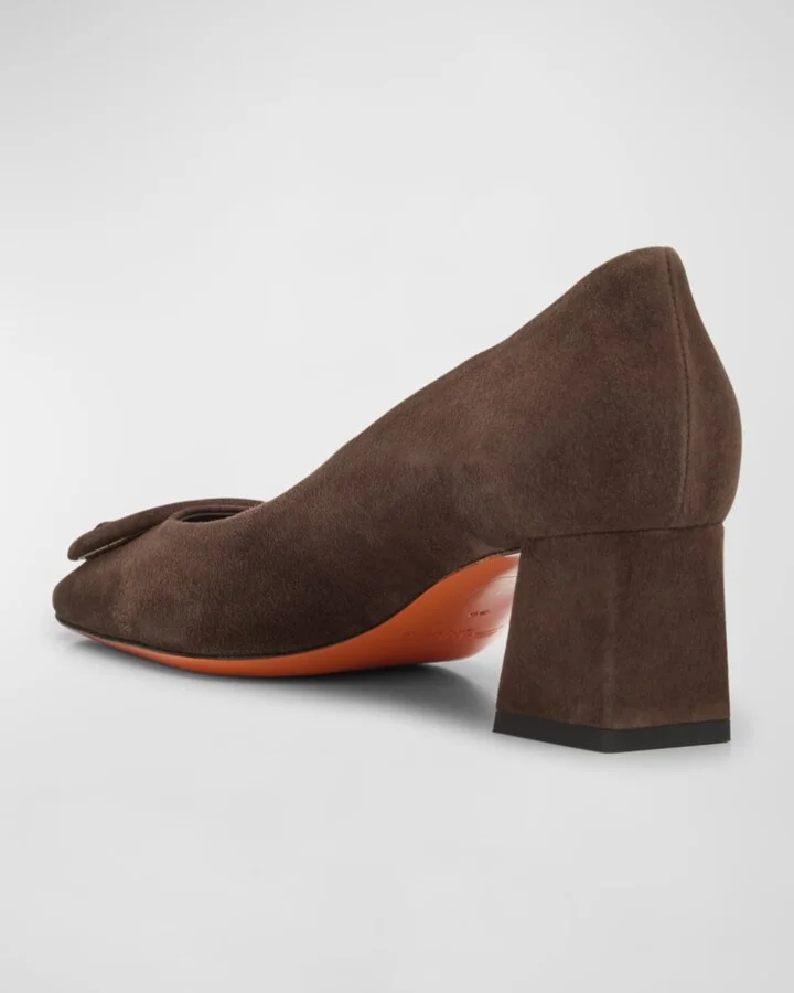 Suede Buckle Block-Heel Pumps - Image 7