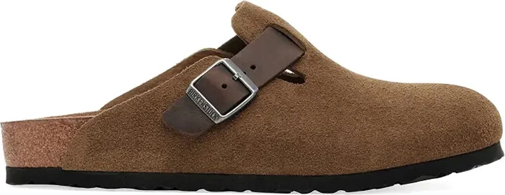 Suede Buckle Clogs