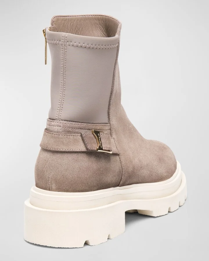 Suede Buckle Lug-Sole Ankle Boots - Image 2