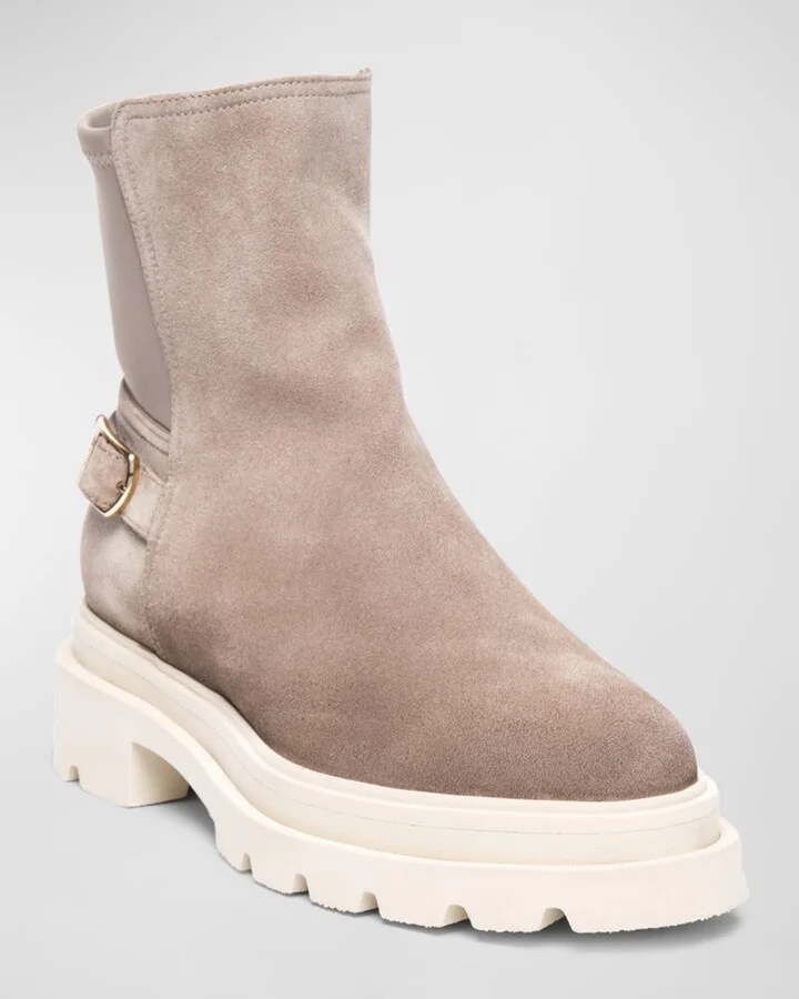 Suede Buckle Lug-Sole Ankle Boots - Image 4