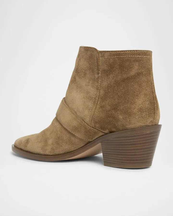 Suede Buckle Moto Booties - Image 3