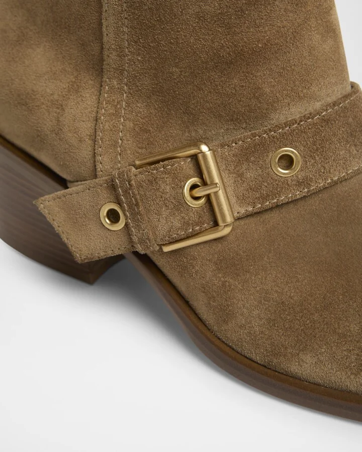Suede Buckle Moto Booties - Image 4