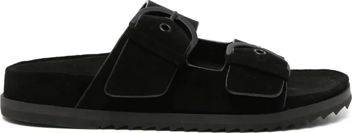 Suede Buckle Slides