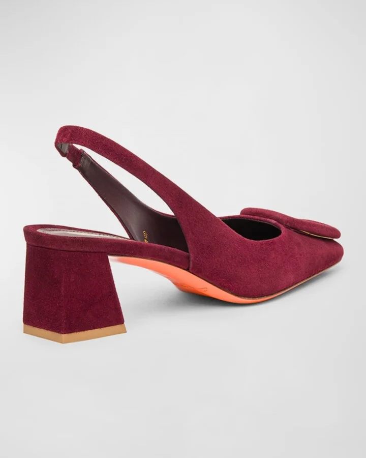 Suede Buckle Slingback Pumps - Image 2