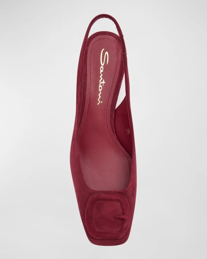Suede Buckle Slingback Pumps - Image 5