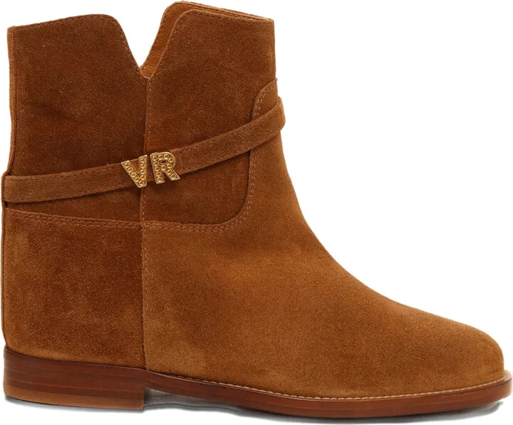 Suede Buckle-Strap Boots