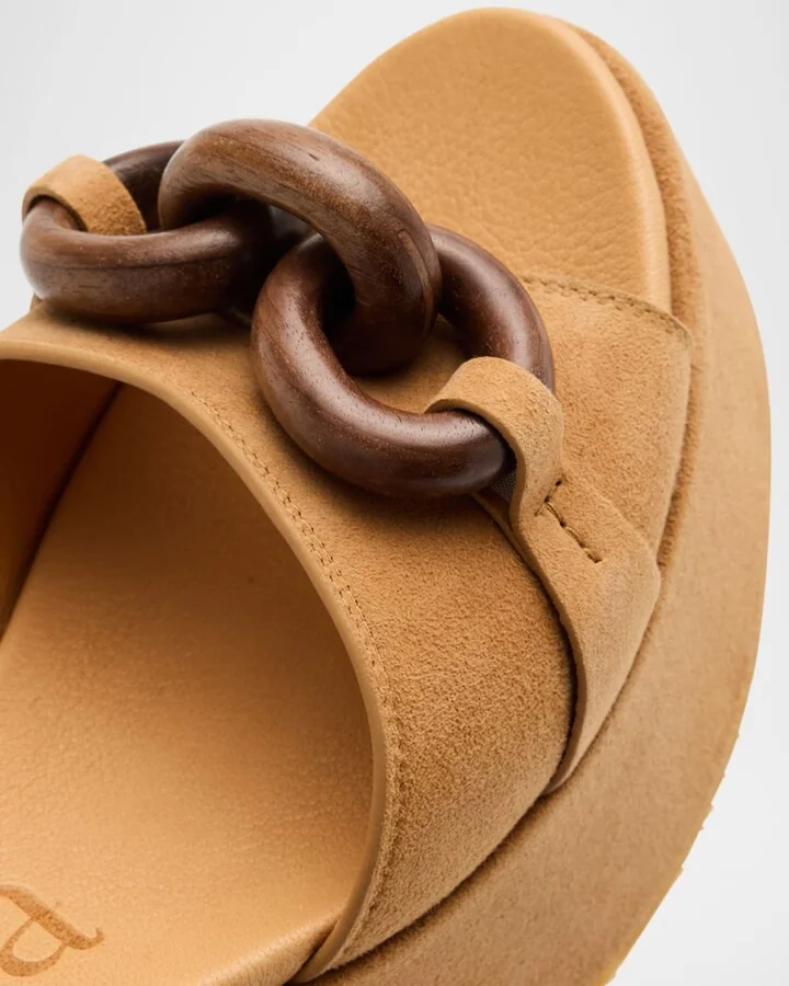Suede Chain Platform Wedge Sandals - Image 3
