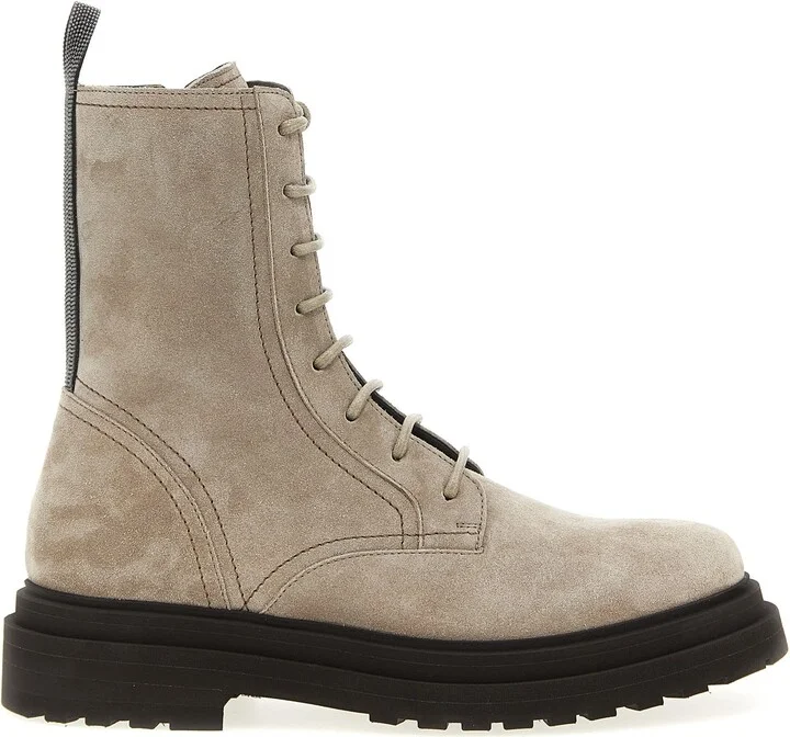 Suede Combat Boots Monile
