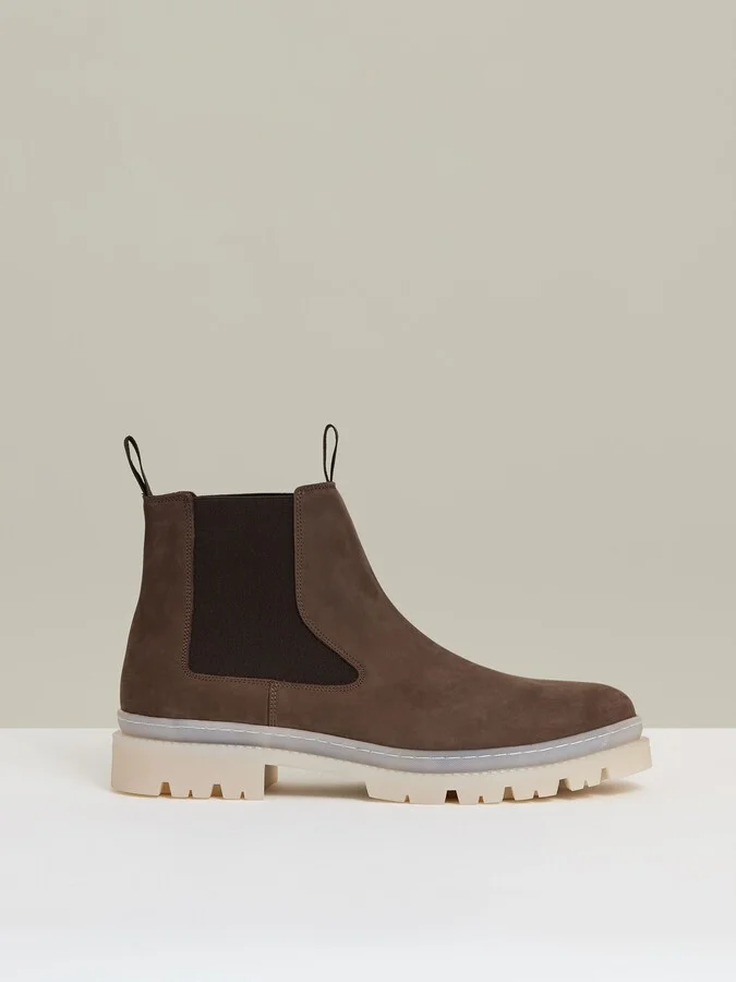 Suede Contrast Sole Chelsea Boots