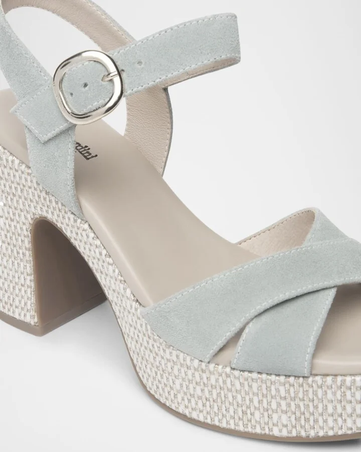 Suede Criss-Cross Strap Woven Platform Sandals - Image 3