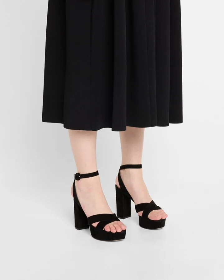 Suede Crisscross Platform Sandals - Image 2