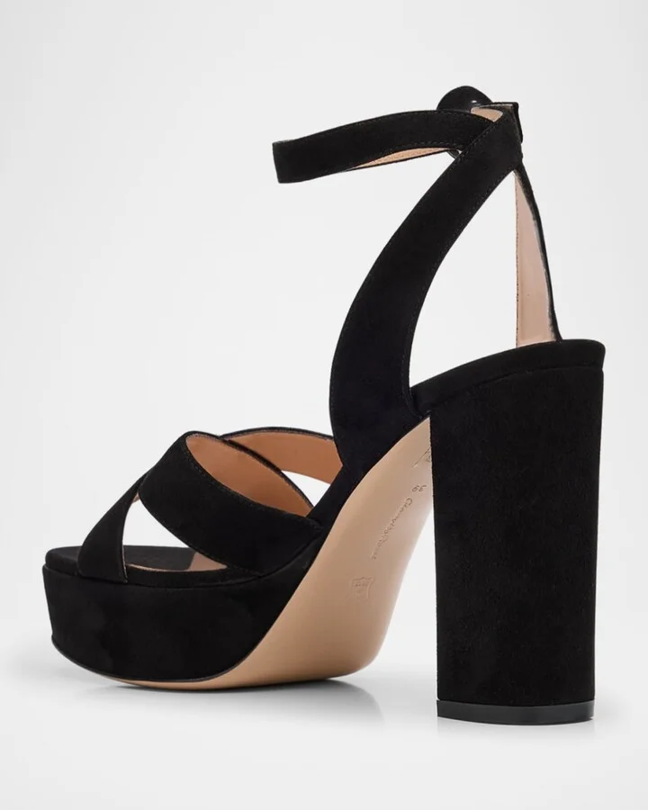 Suede Crisscross Platform Sandals - Image 5