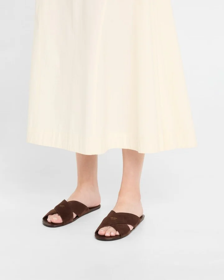 Suede Crisscross Slide Sandals - Image 3