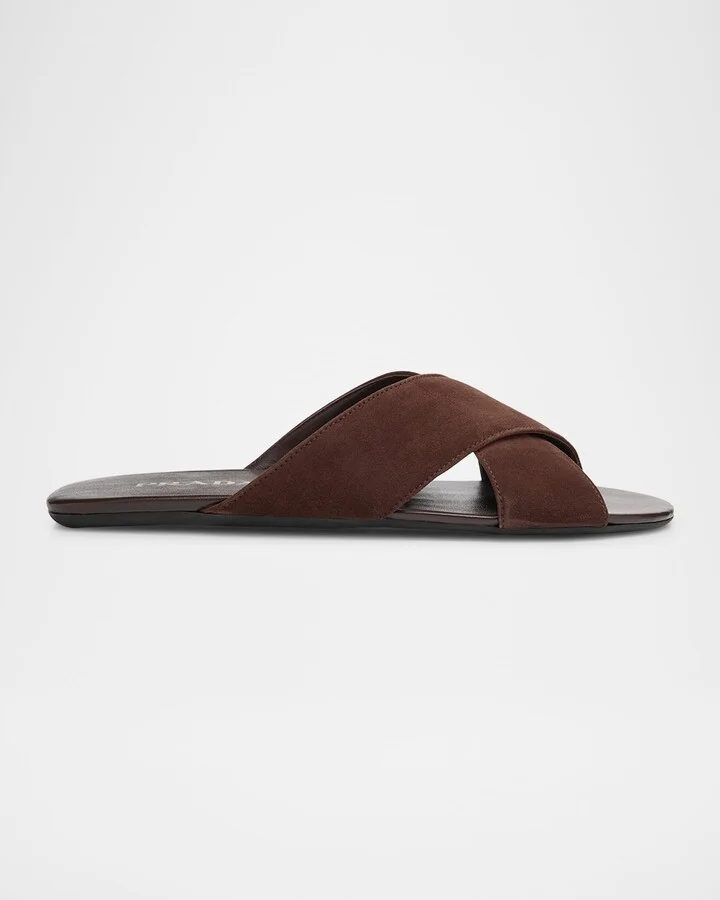 Suede Crisscross Slide Sandals