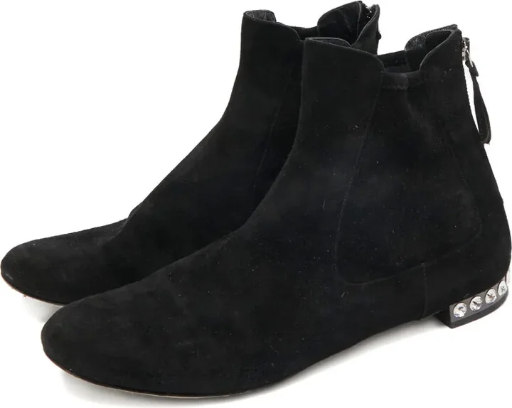 Suede Crystal-Embellished Boots - Image 2