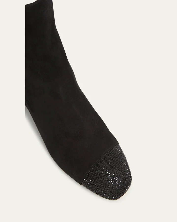 Suede Crystal Zip Booties - Image 6