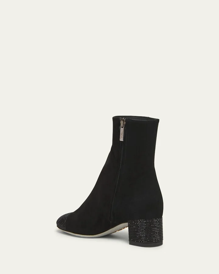 Suede Crystal Zip Booties - Image 9