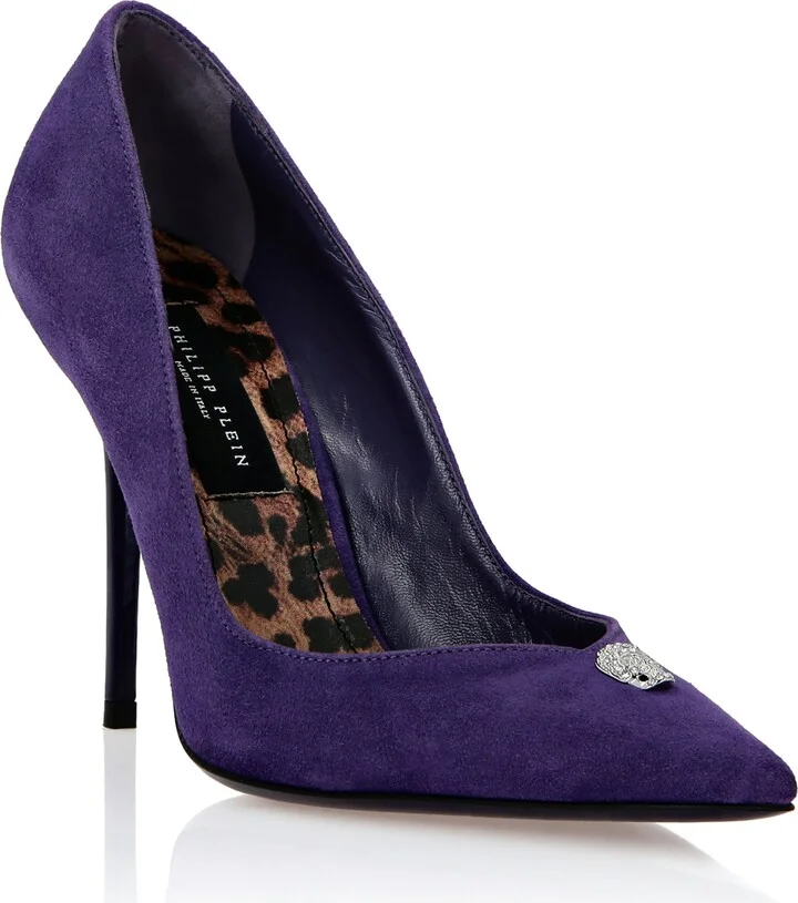 Suede Decollete Hi-Heels Crystal Skull