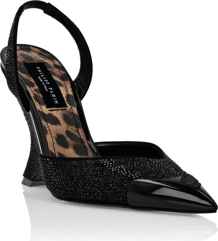 Suede Decollete Wedges Crystal