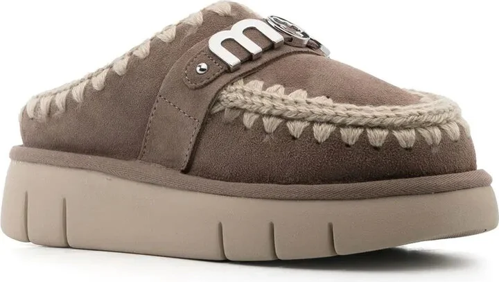 Suede Decorative-Stitch Mules - Image 2