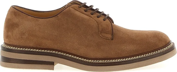 Suede Derby Lace Up Shoes Brown