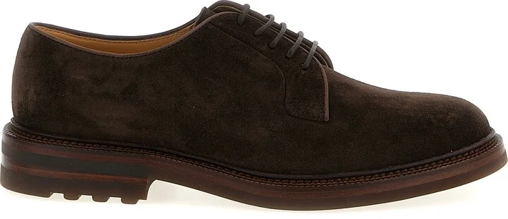 Suede Derby Lace Up Shoes Brown