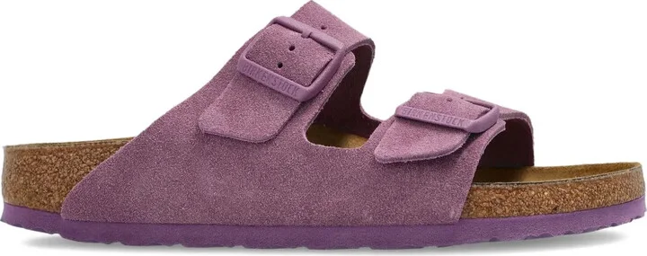 Suede Double-Buckle Flat Sandals