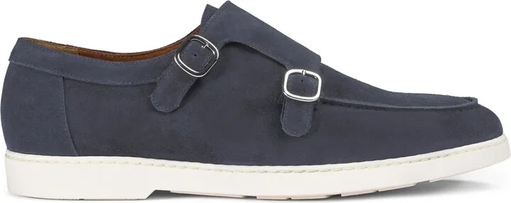 Suede Double-Buckle Monk Shoes