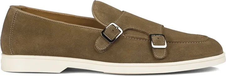 Suede Double-Buckle Monk Shoes