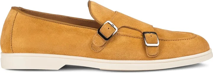 Suede Double-Buckle Monk Shoes