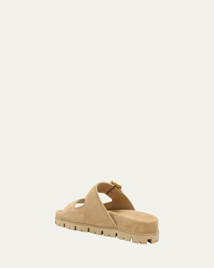 Suede Double-Buckle Slide Sandals - Image 8
