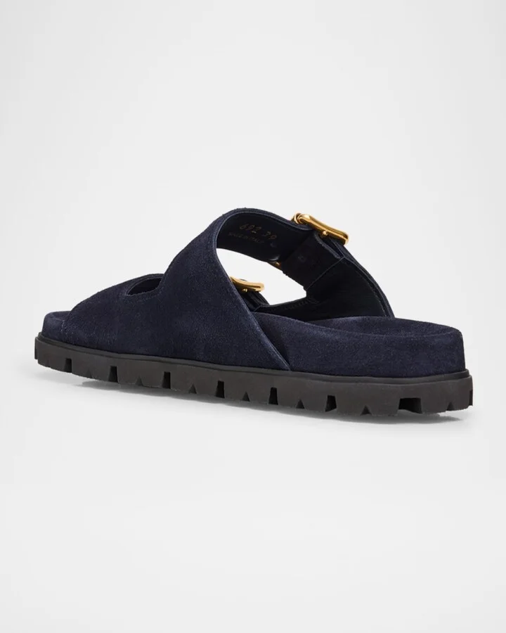 Suede Double-Buckle Slide Sandals - Image 4