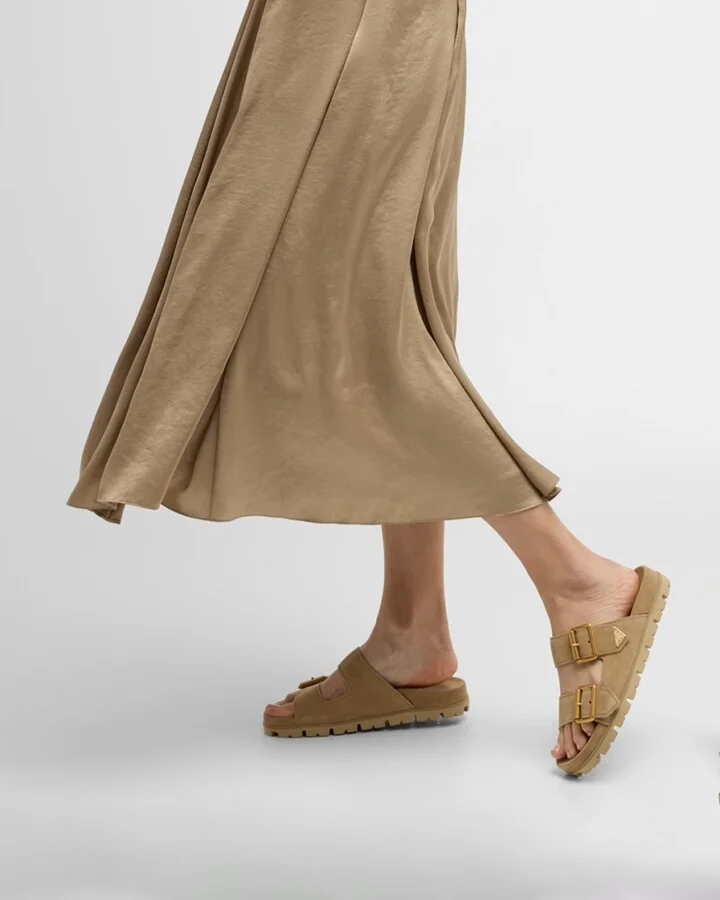 Suede Double-Buckle Slide Sandals - Image 6