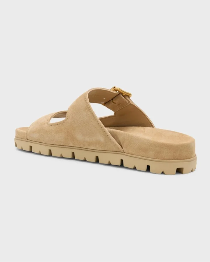 Suede Double-Buckle Slide Sandals - Image 7
