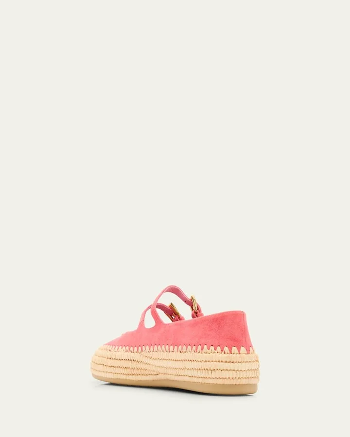 Suede Double Mary Jane Strap Espadrilles - Image 2