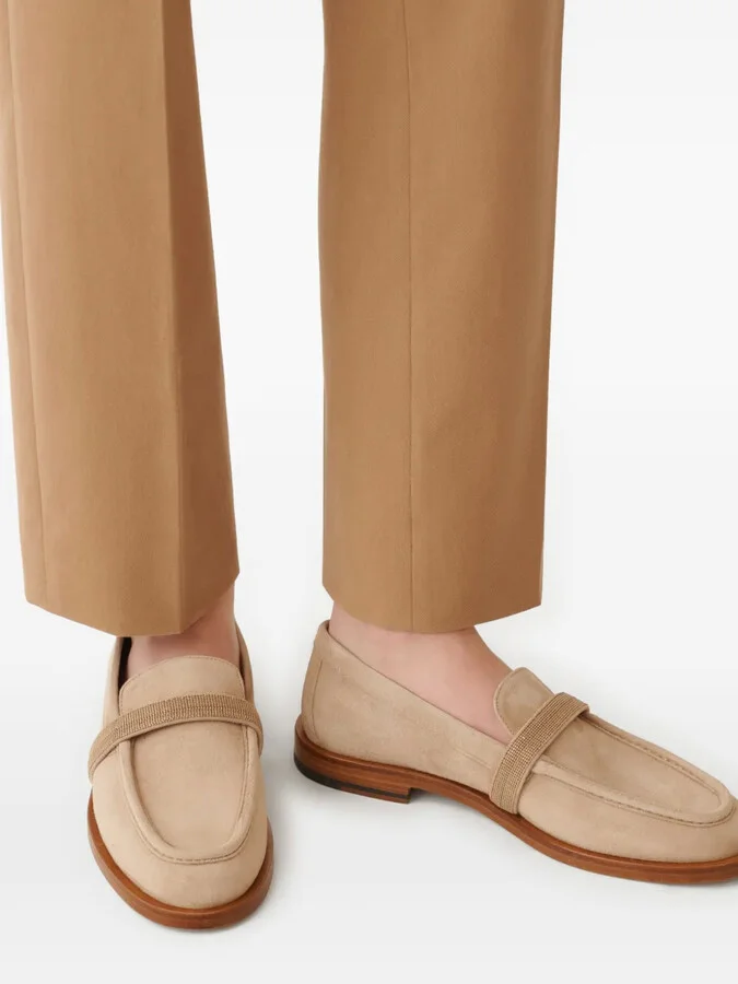 Suede Embellished Loafers - Image 4