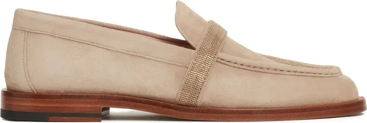 Suede Embellished Loafers