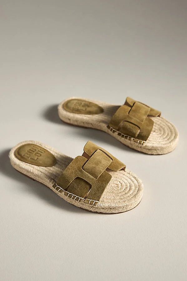 Suede Espadrille Slide Sandals - Image 2